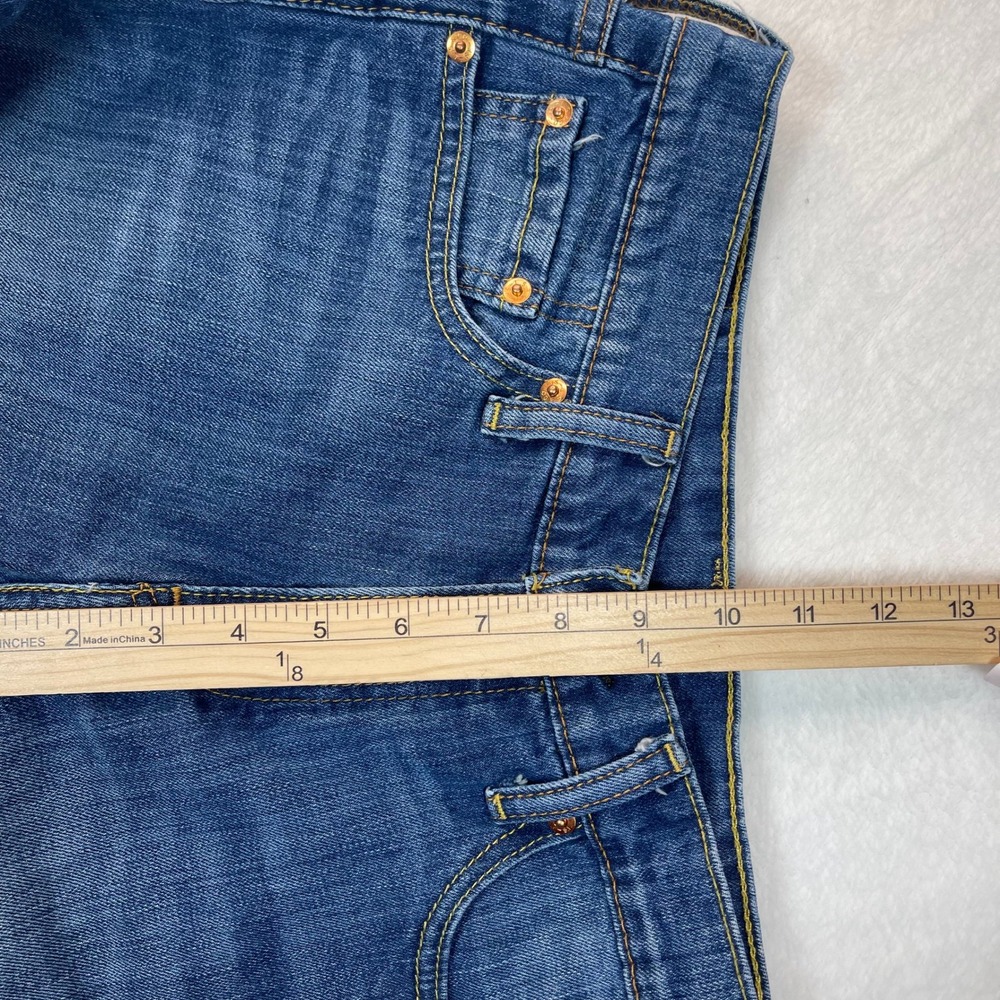 Levis 511 30' Waist Cut Off Denim‎ Shorts sz 10/12 Blue Med Wash Raw Hem Bermuda - Picture 9 of 10